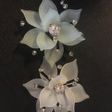 Acrylic Pointed Petal Flower Crystal Centre Translucent Mint 4cm
