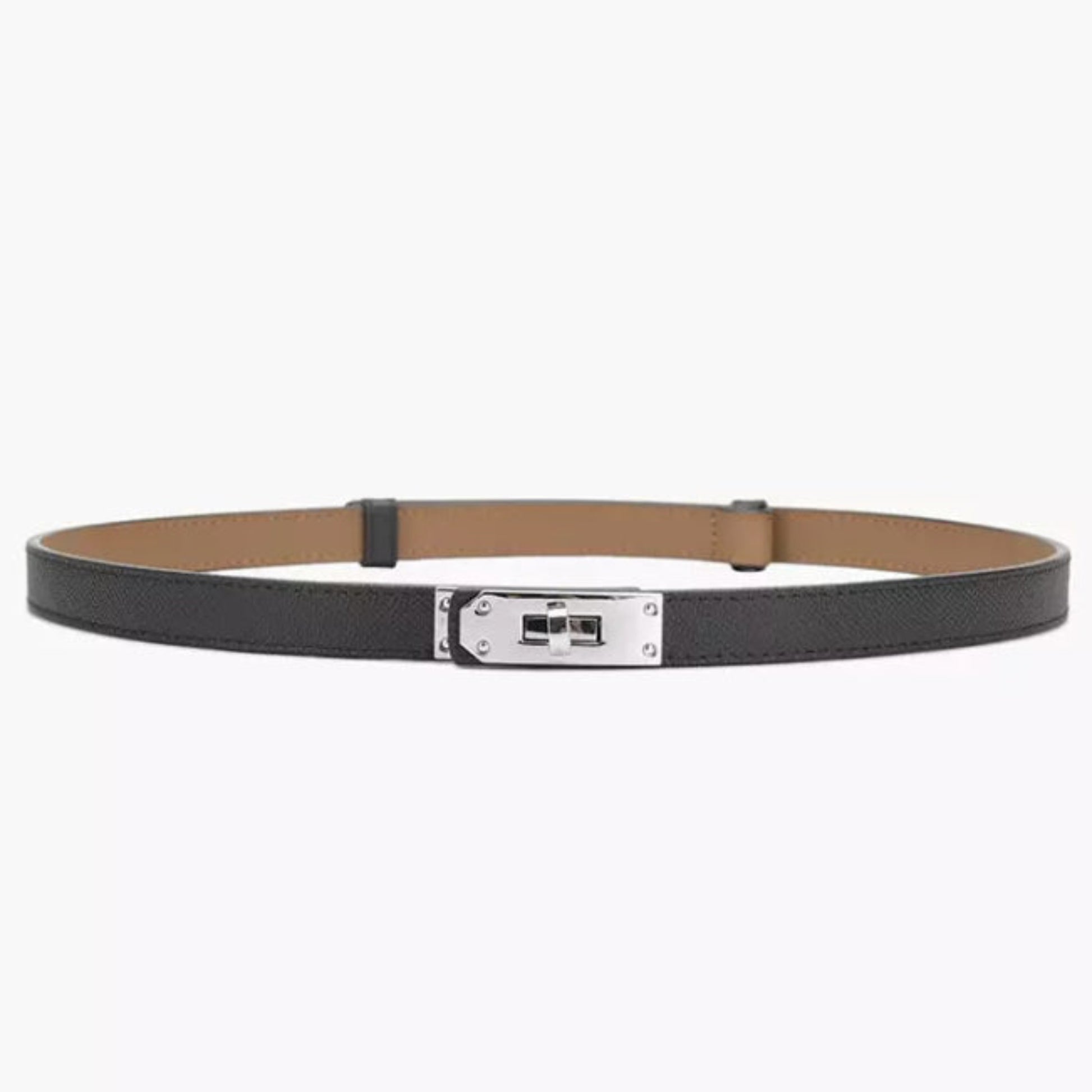 grey hat band luxury split leather adjustable silver buckle