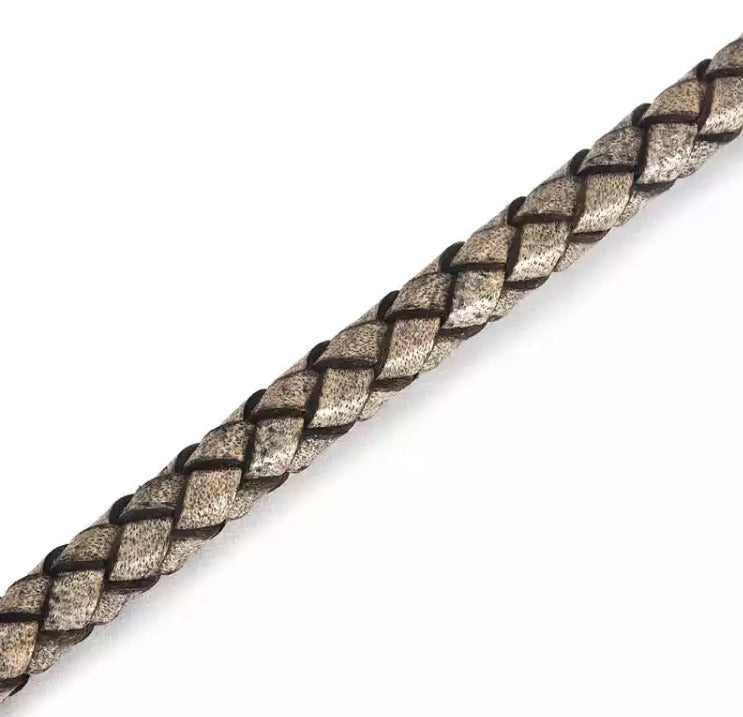 Round Braided Leather Cord 6mm - AU