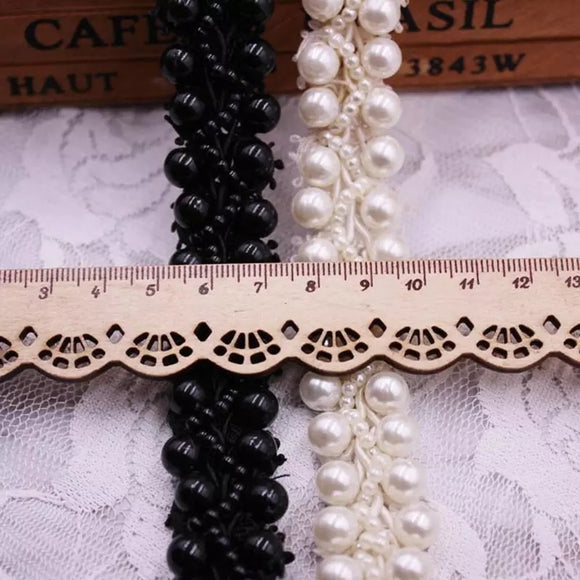 Beaded Trim - [2.5cm] Pearl Braid Trim [per 1m] - AU