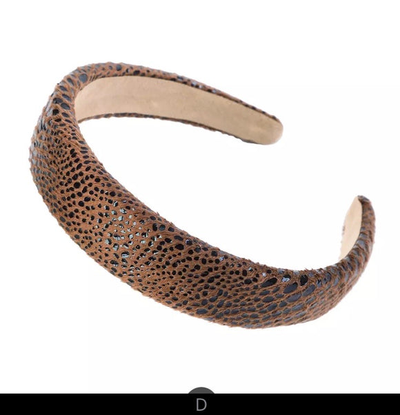 Faux Snakeskin Leather Padded Headbands - AU