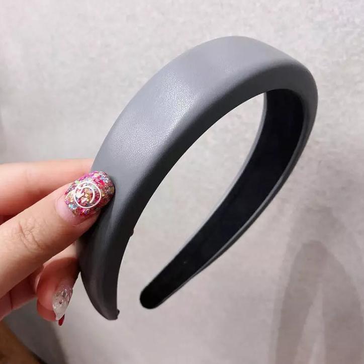 Faux Leather Slightly Padded Headbands grey
