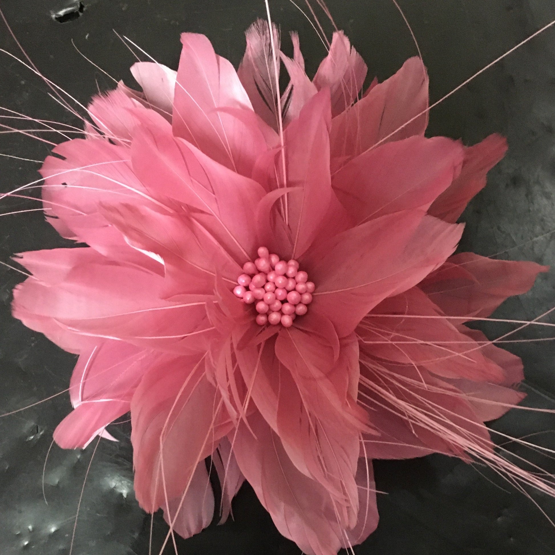 Feather Flower with Peacock Fringes (EF1097) dusty pink