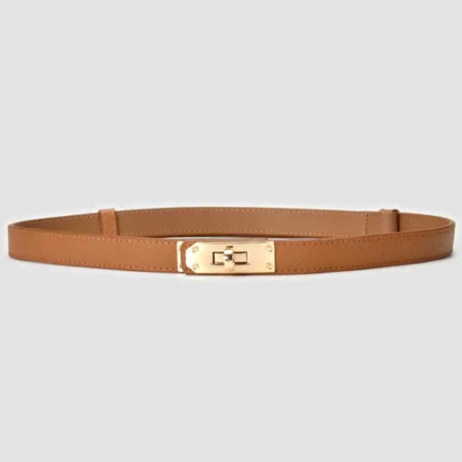tan hat band luxury split leather adjustable gold buckle