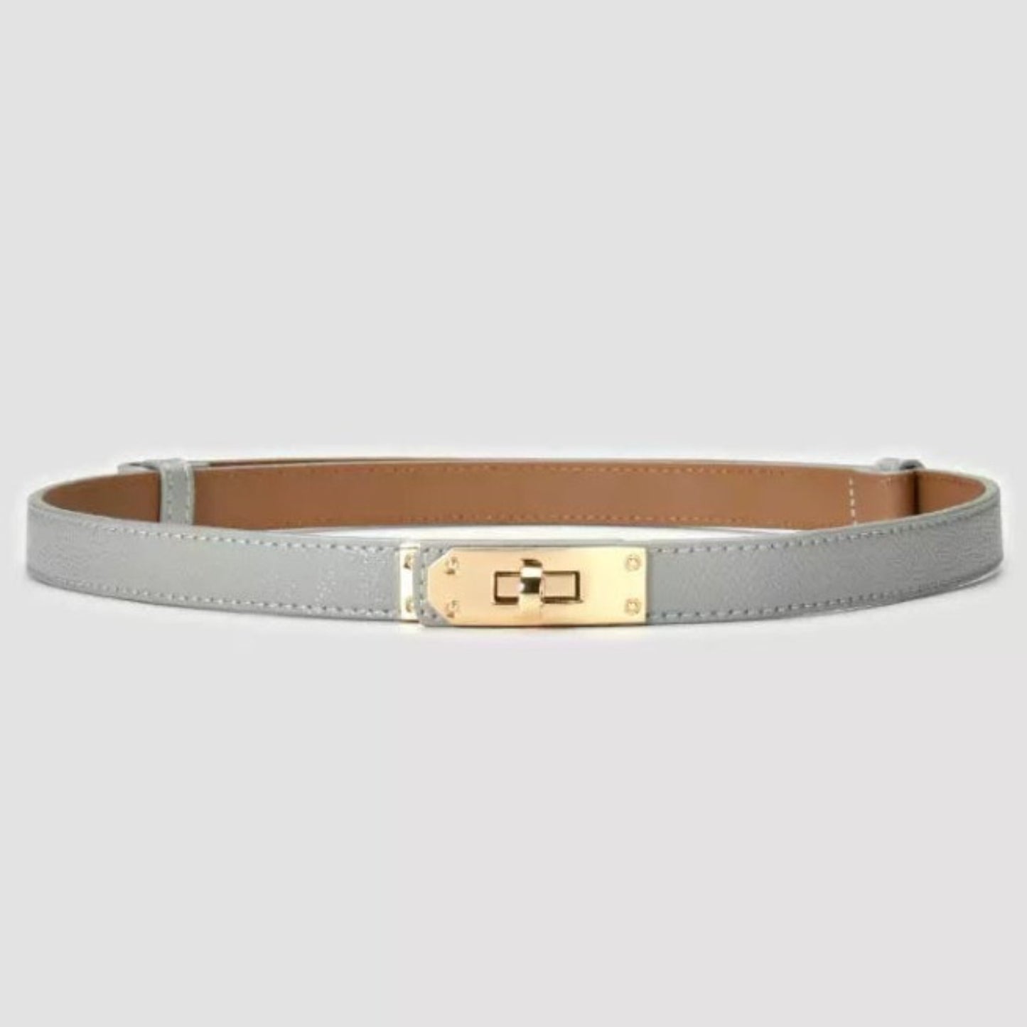 silver grey hat band luxury split leather adjustable gold buckle