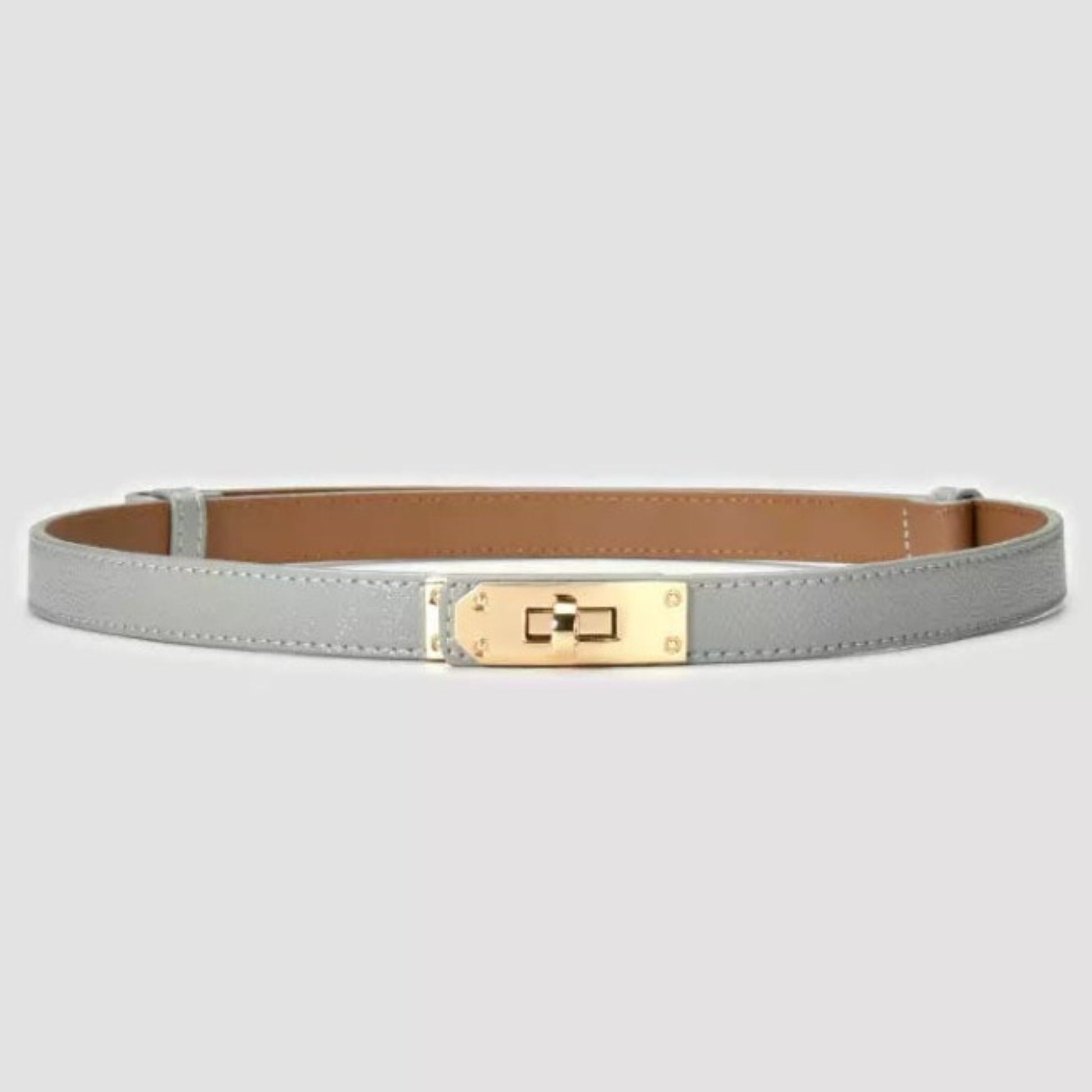 silver grey hat band luxury split leather adjustable gold buckle