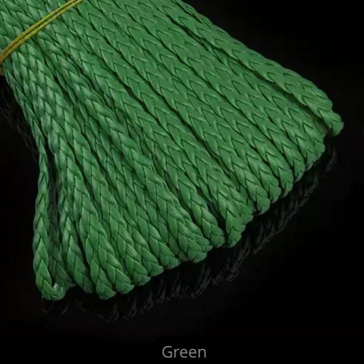 green Braided/Plaited Leather Cord