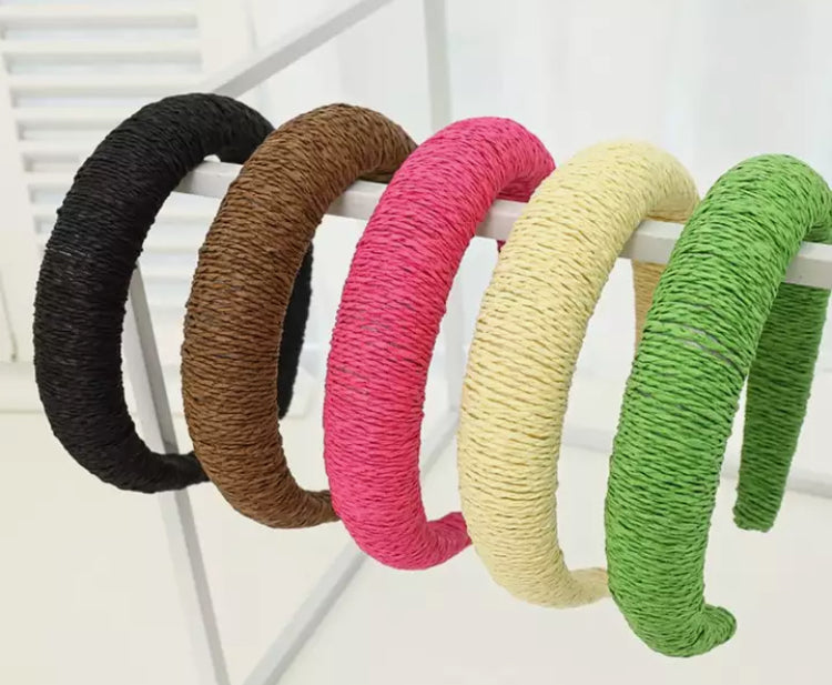 Raffia Straw Wrapped Padded Headbands - AU