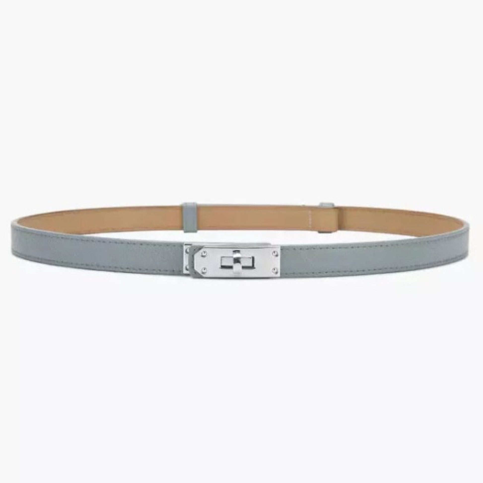 silver grey hat band luxury split leather adjustable silver buckle