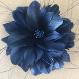 Feather Flower with Peacock Fringes (EF1097) navy