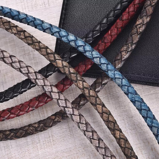 Round Braided Leather Cord 6mm - AU