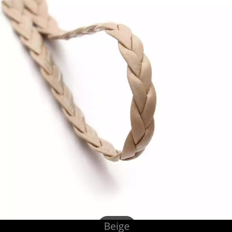 beige Braided/Plaited Leather Cord