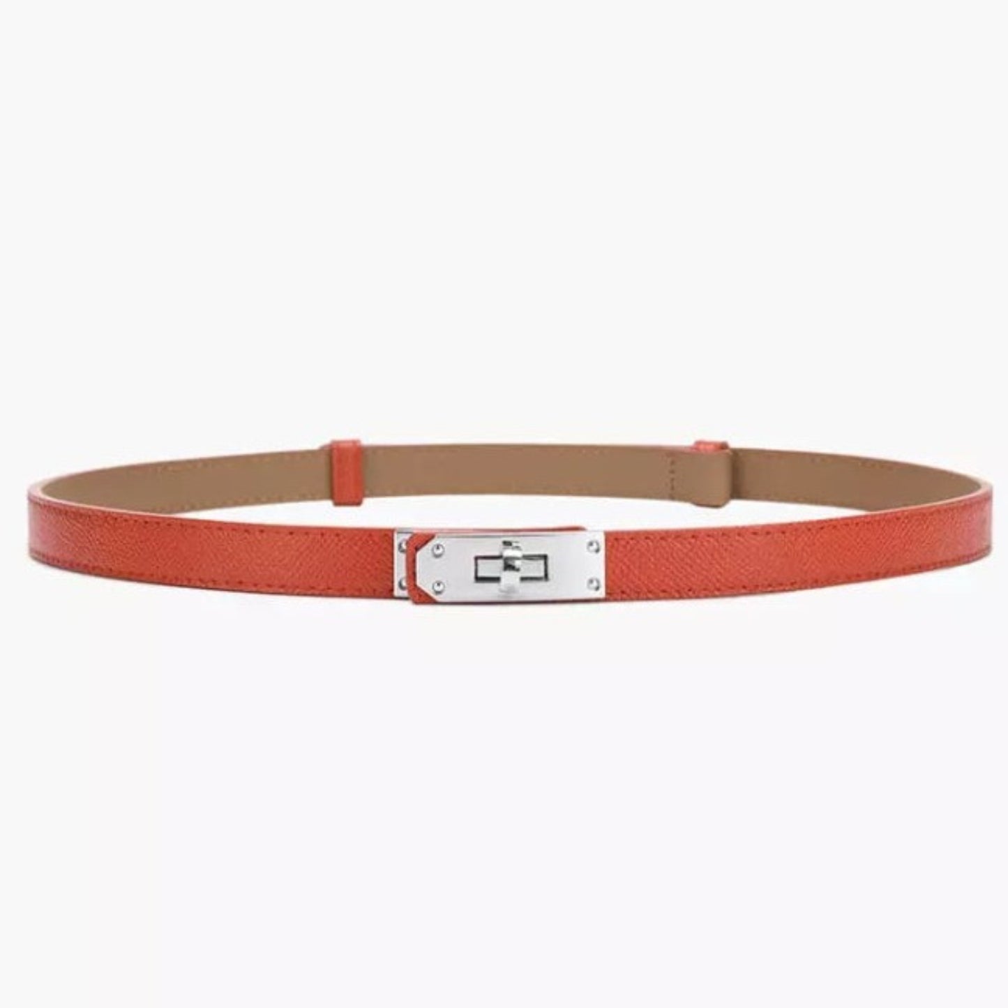 red hat band luxury split leather adjustable silver buckle