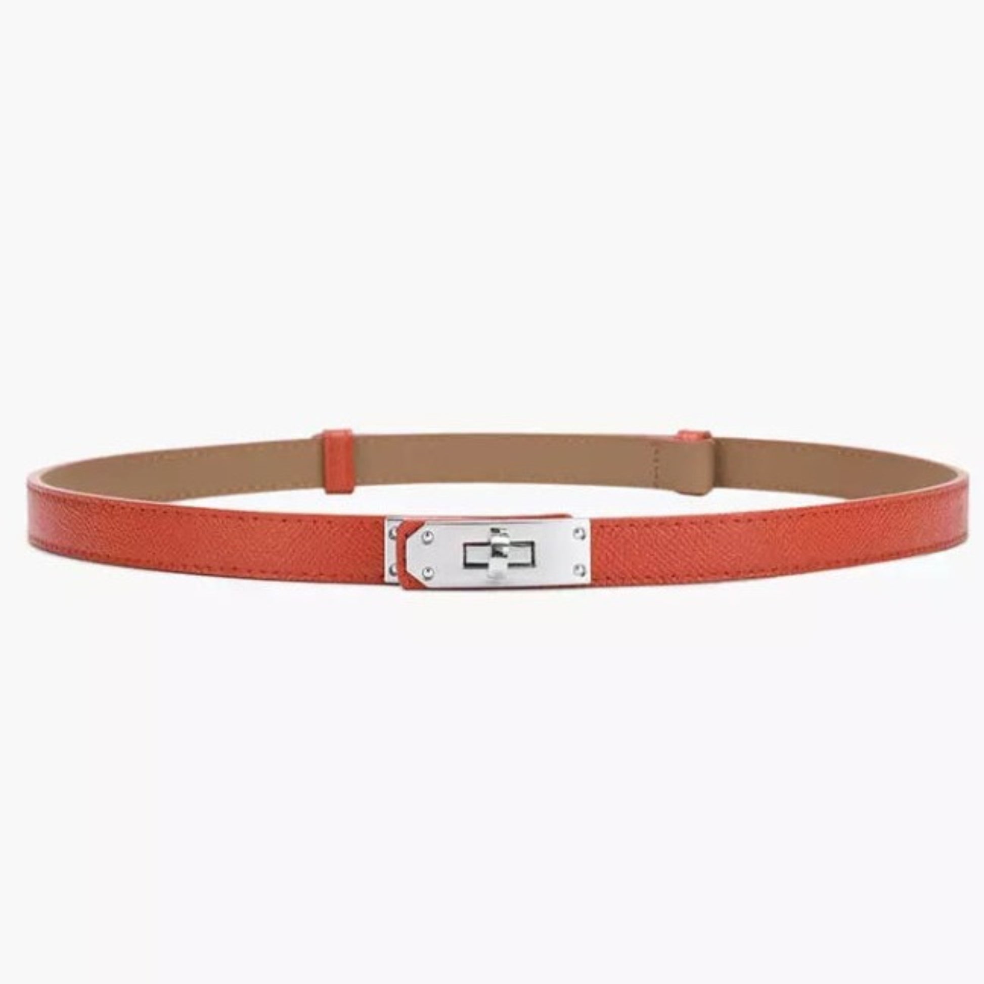 red hat band luxury split leather adjustable silver buckle