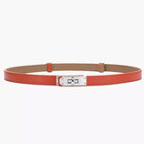 red hat band luxury split leather adjustable silver buckle