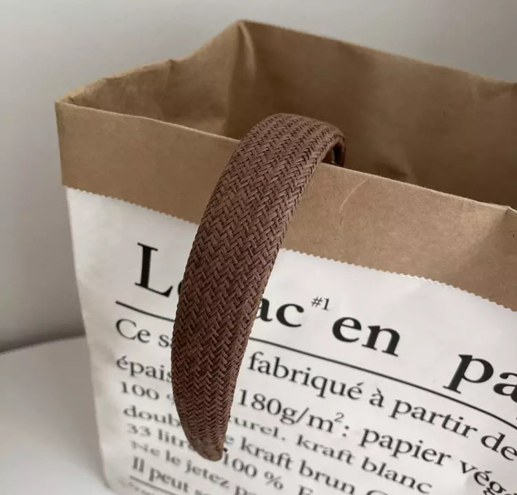 brown buntal straw padded headbands 