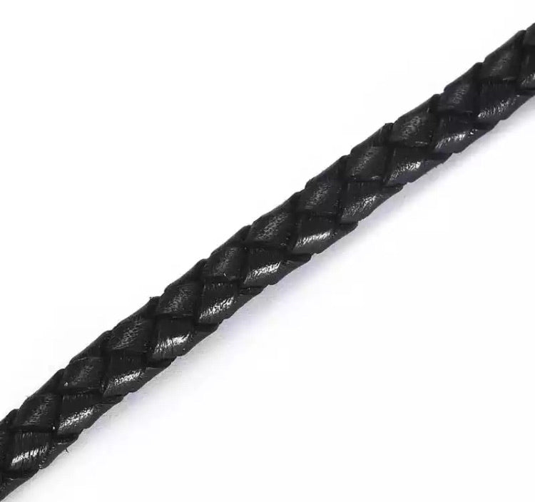Round Braided Leather Cord 6mm - AU