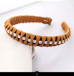 Faux Leather Wrapped Crystal Headbands - US