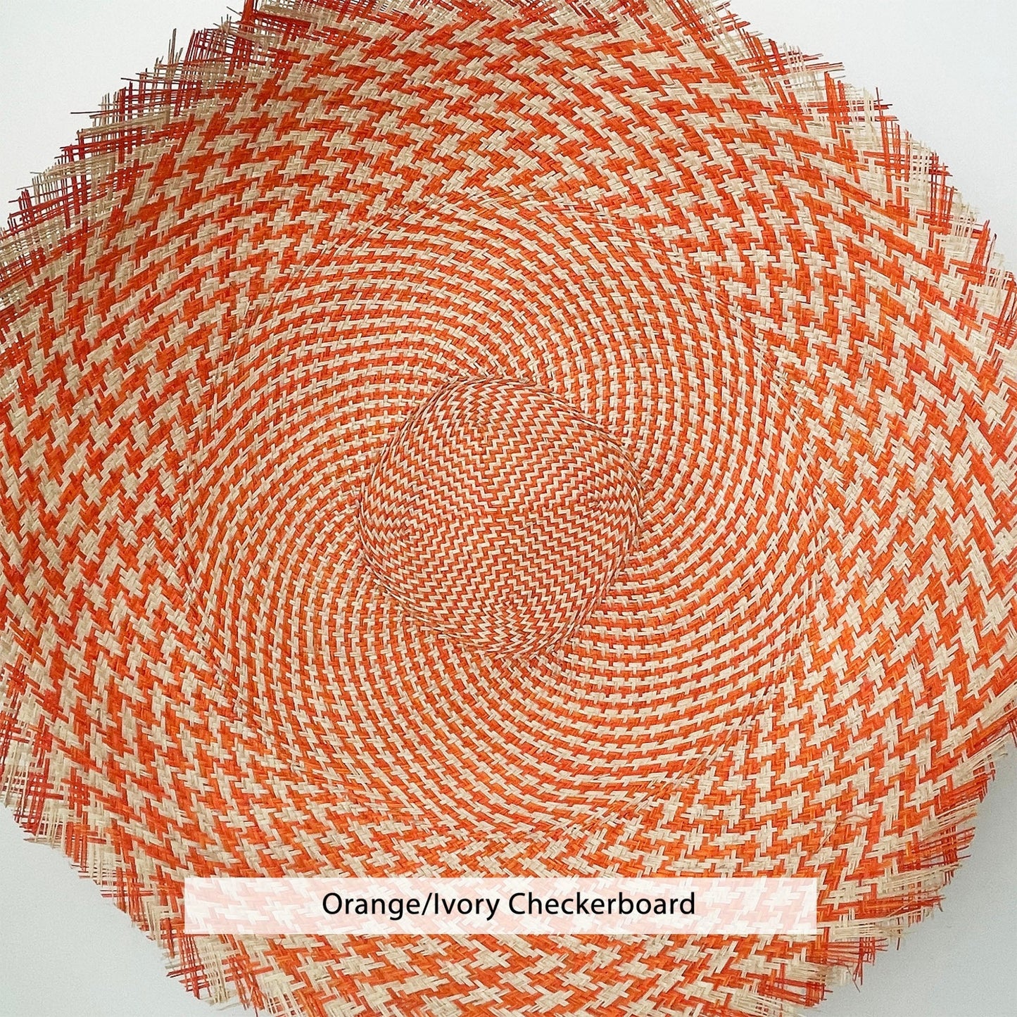 orange / ivory checkerboard 20" buntal mat