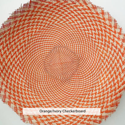 orange / ivory checkerboard 20" buntal mat