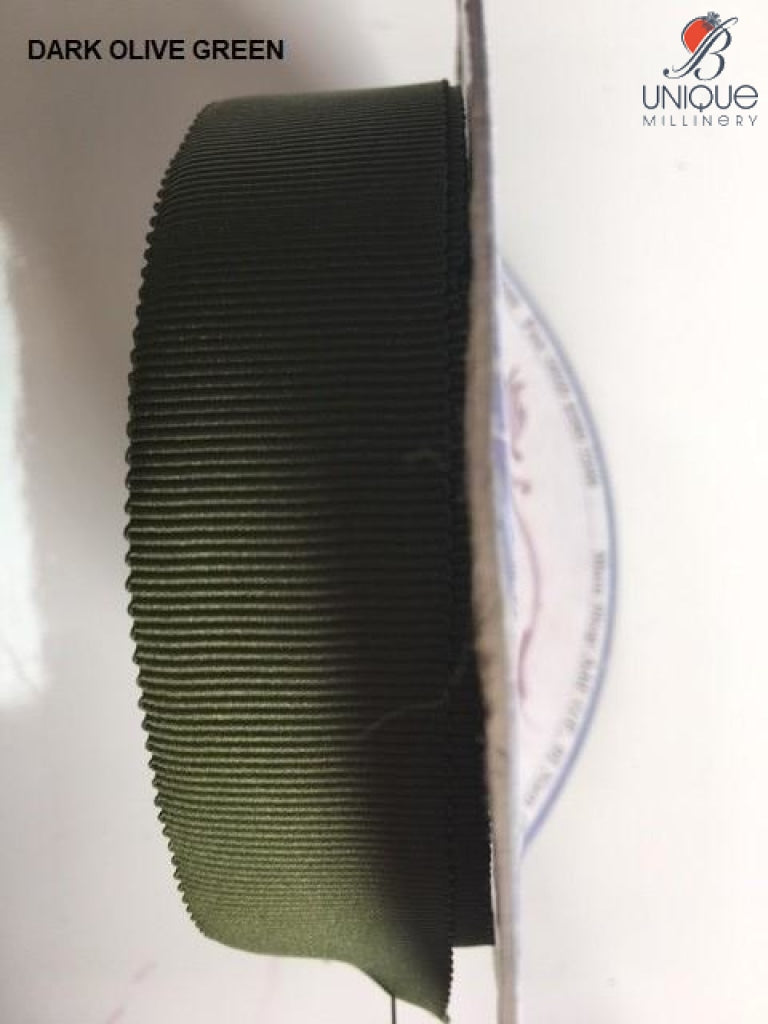 Petersham Ribbon [1/25Mm & 5/8/15Mm] - Au Dark Olive Green [1] (Code #55) [/m] Viscose