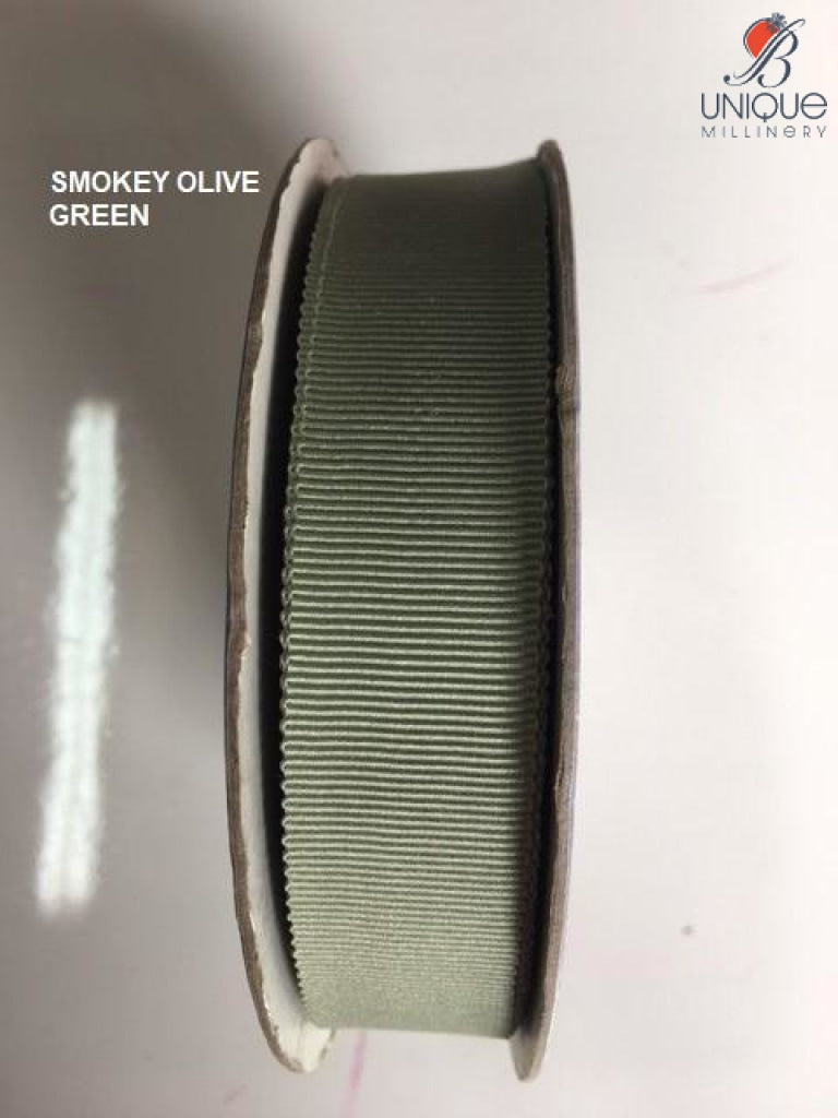 Petersham Ribbon [1/25Mm & 5/8/15Mm] - Au Smokey Olive Green [1] (Code #103) [/m] Poly