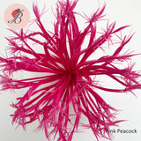 pink peacock Biot Feather Star Flower on Wire