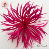 pink peacock Biot Feather Star Flower on Wire