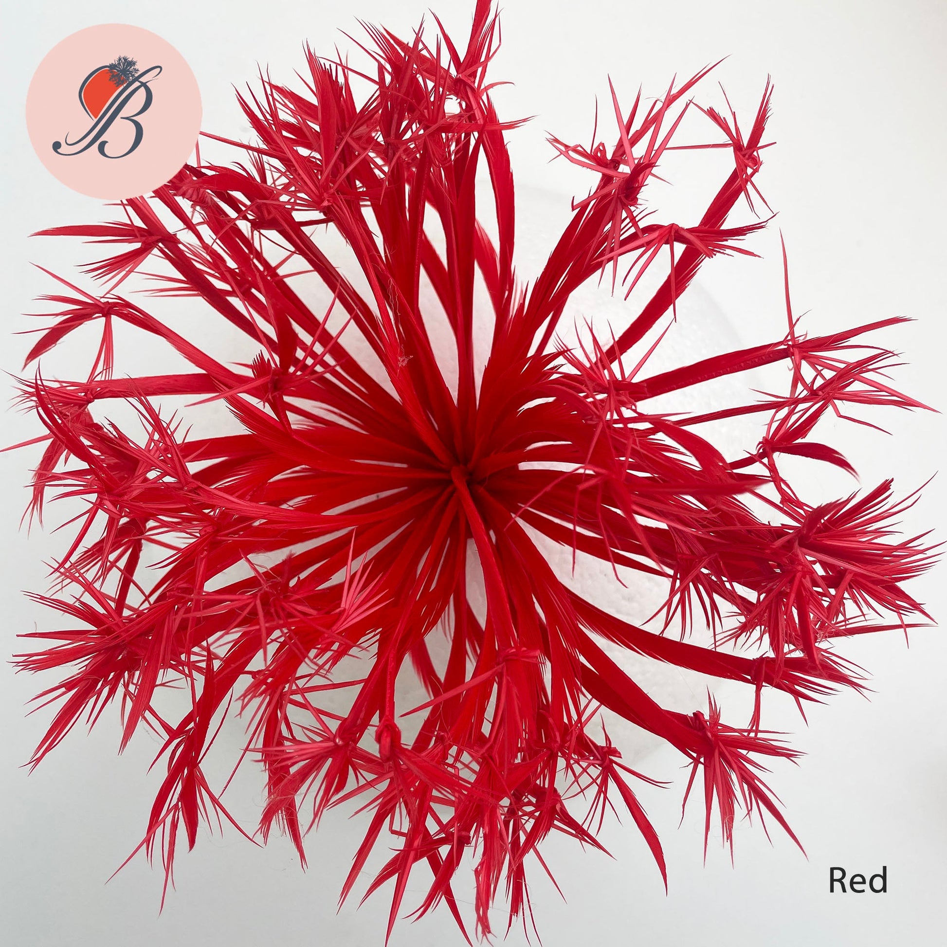red Biot Feather Star Flower on Wire