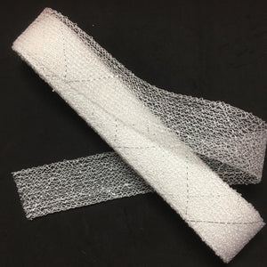 White 2" / 5cm Crinoline Braid silver diagonal thread