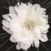Feather Flower with Peacock Fringes (EF1097) white